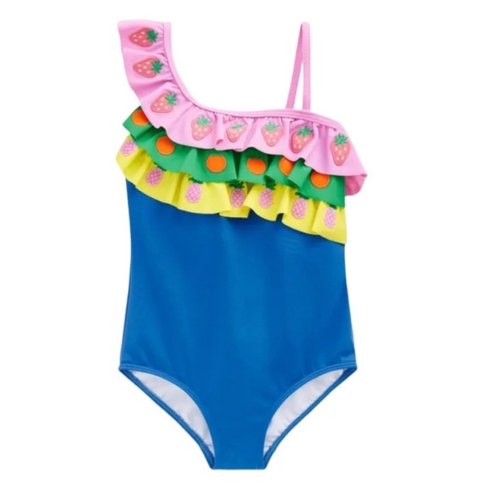 MINI BODEN GIRLS LILA ONE SHOULDER SWIMSUIT